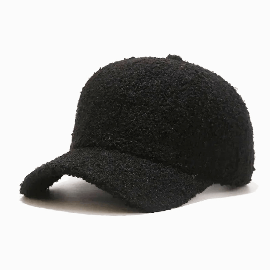 Texturerad baseballkeps i krämfärgad fleeceimitation, mjuk och bekväm