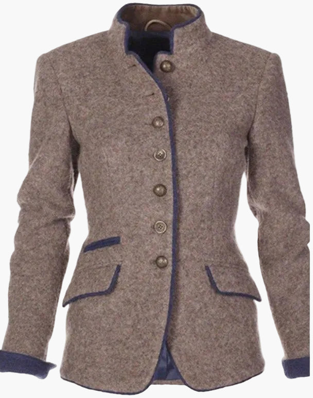 Chaqueta elegante con cuello alto estilo sastre para mujer – Ideal para el trabajo o salidas