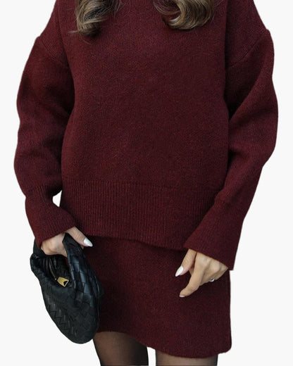 Ensemble Femme Élégant Pull et Jupe Style Décontracté Chic Automne Hiver