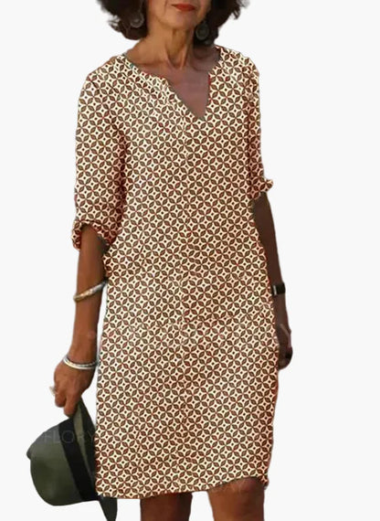 Robe décontractée estivale pour femme à motif géométrique, style chic et confortable