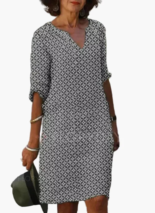 Robe décontractée estivale pour femme à motif géométrique, style chic et confortable