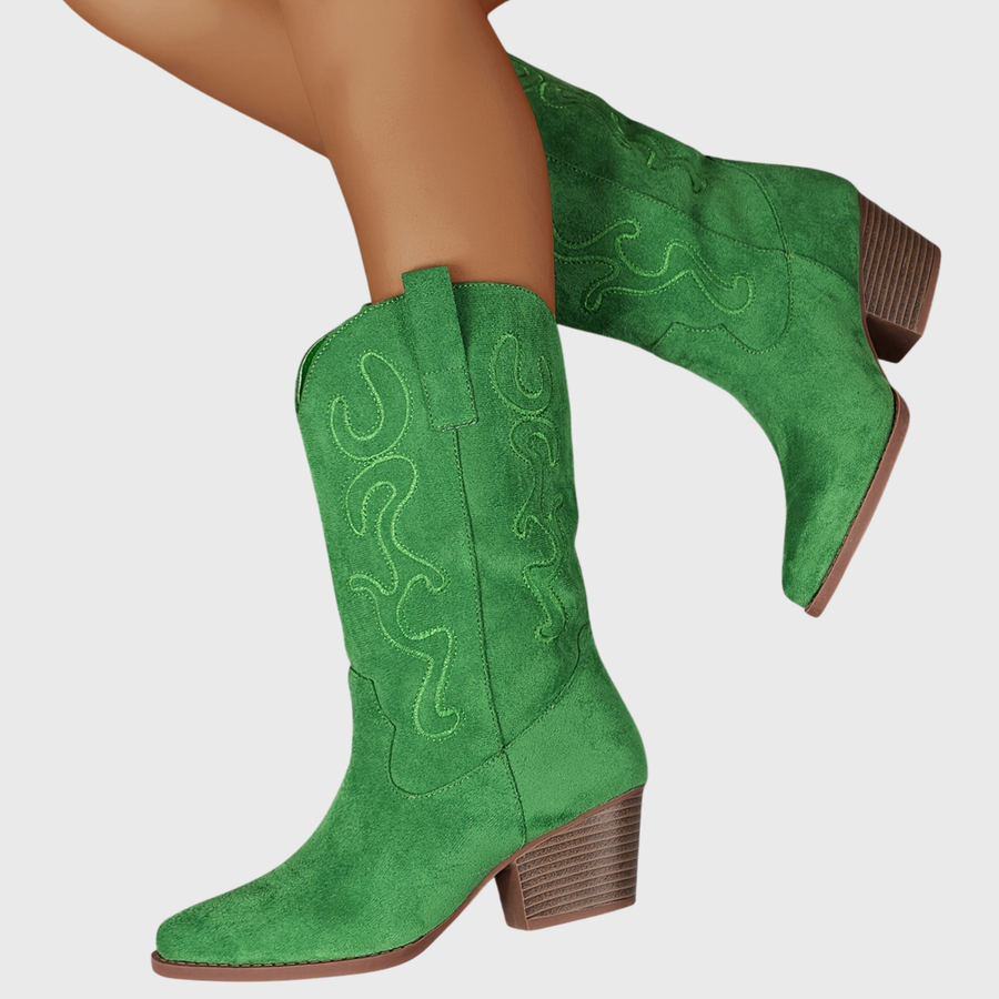 Kungligt blå westernboots för dam i cowboystil med broderier