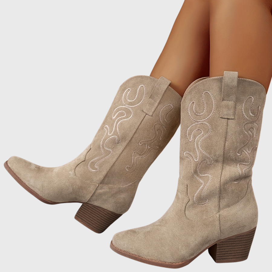 Kungligt blå westernboots för dam i cowboystil med broderier