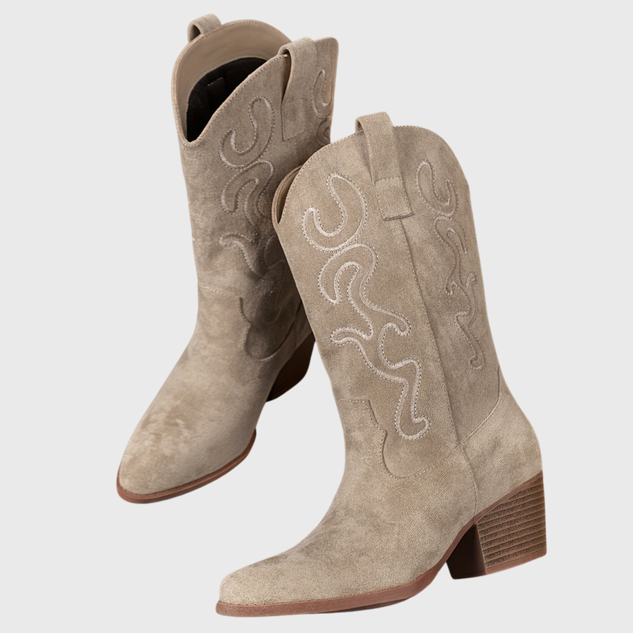 Kungligt blå westernboots för dam i cowboystil med broderier