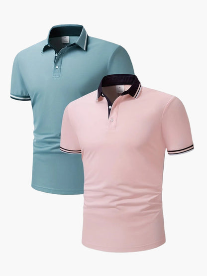 Polo décontracté homme à col contrastant, style élégant pour activités quotidiennes et loisirs