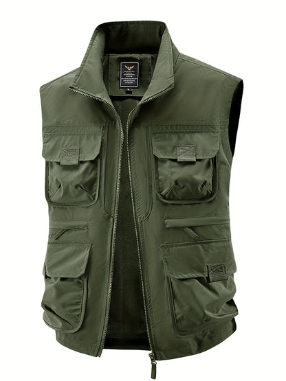 Gilet utilitaire sans manches pour homme style décontracté outdoor à poches multiples