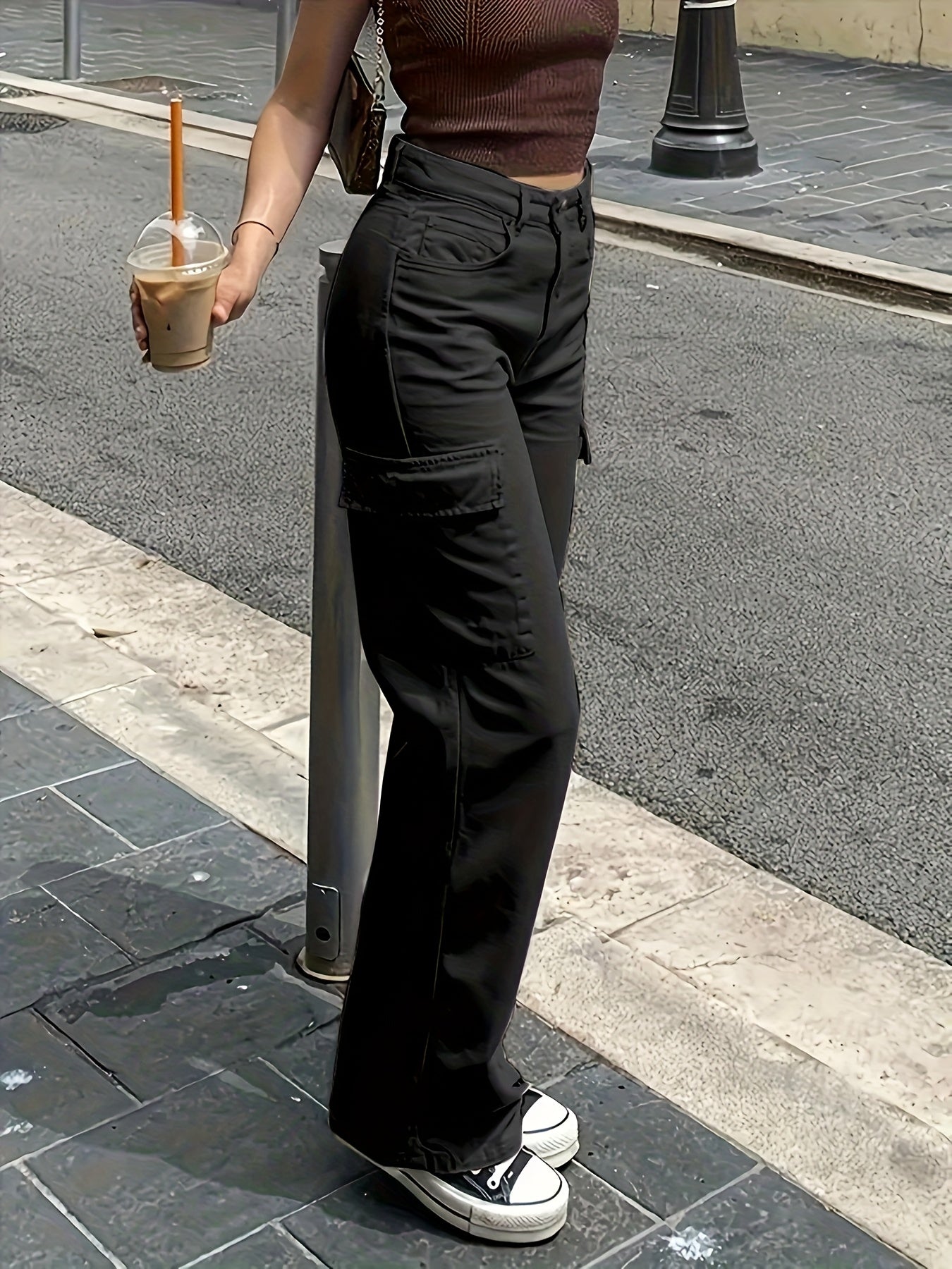 Pantalon cargo large pour femme style urbain et décontracté