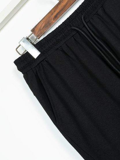 Ensemble Homme Pull Col Rond Texturé Blanc et Pantalon de Jogging Noir