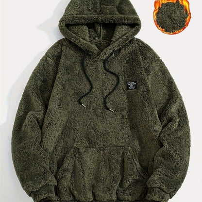 Sweat à Capuche Molletonné Chaud avec Cordon de Serrage et Poche Kangourou