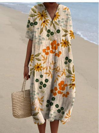 Langes, lässiges Damenkleid im Boho-Stil, ideal für Strand und Sommer