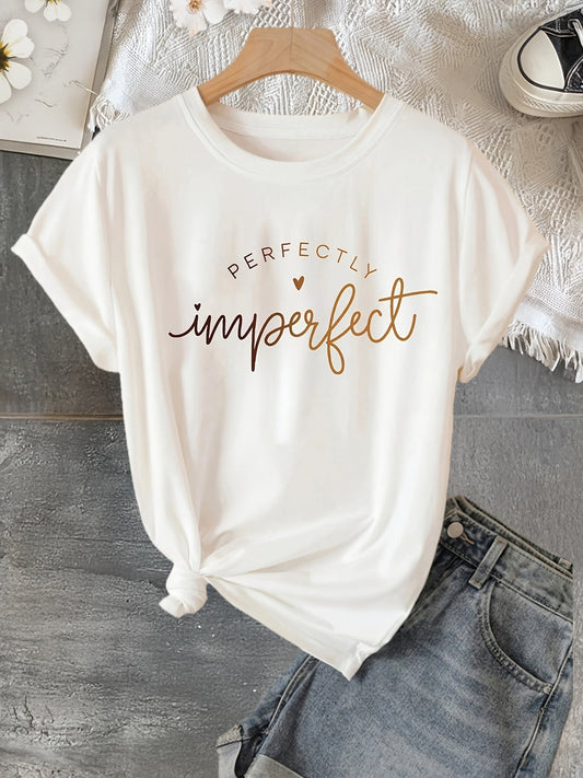 T-shirt décontracté femme à message "Perfectly Imperfect" style moderne et inspirant