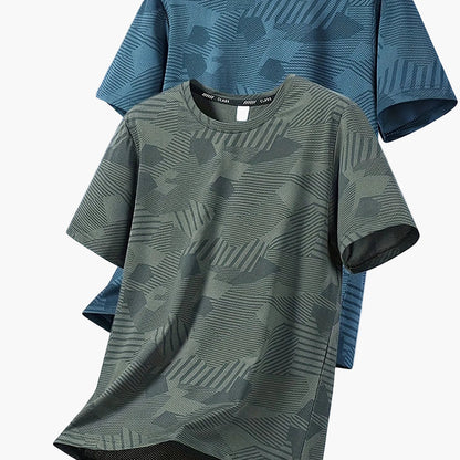 Atmungsaktives Herren-T-Shirt im tropischen Casual-Stil, kurzärmelig – 2er-Pack, ideal für den Sommer  