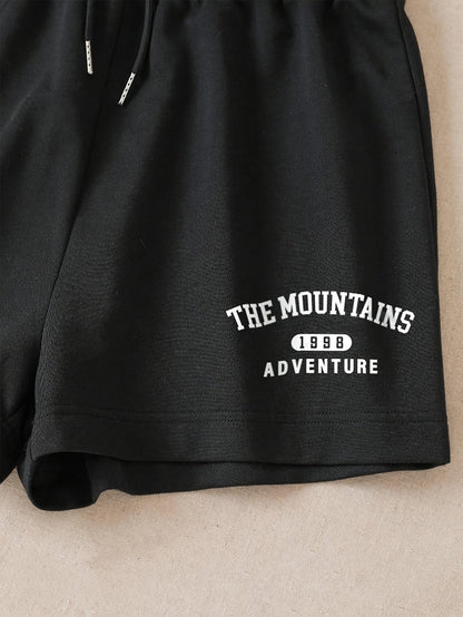Ensemble Décontracté Femme Style Aventure Montagne – Top Court et Short, Look Sportif et Estival