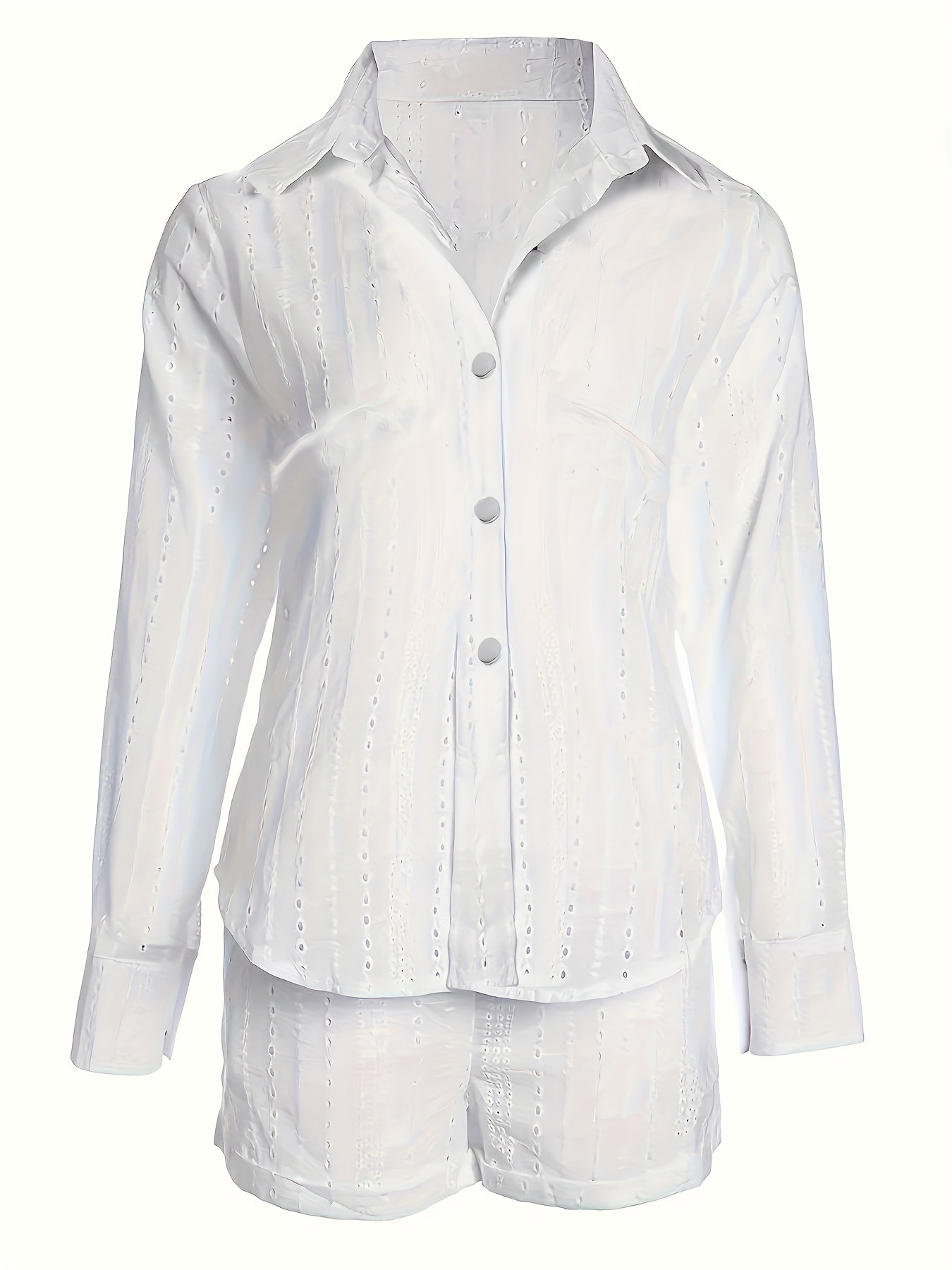 Sæt med skjorte og shorts til kvinder i afslappet, elegant feriestil til sommeren