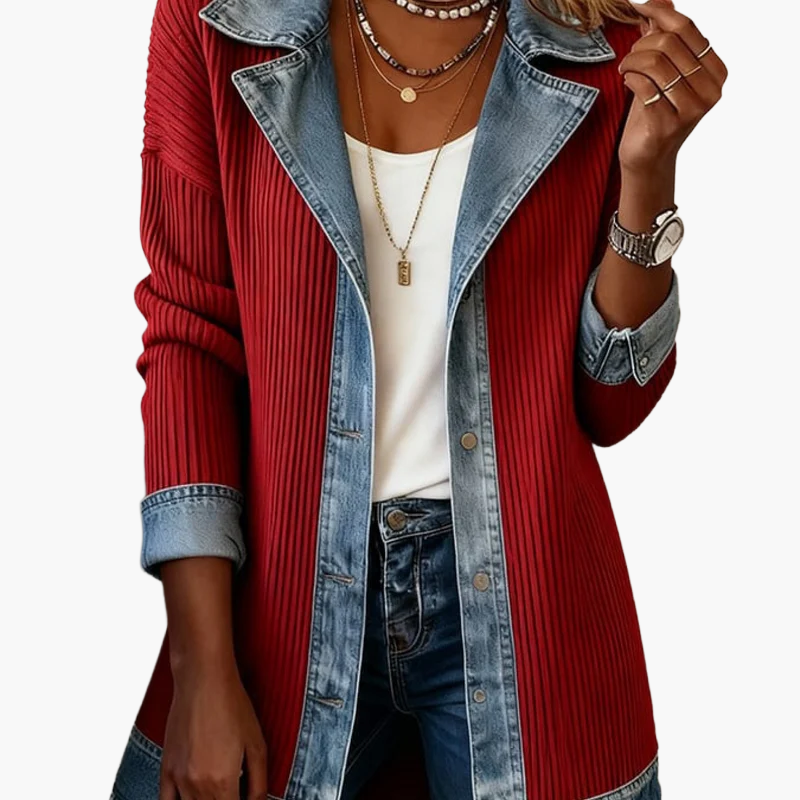 Veste blazer élégante pour femme style urbain chic à revers contrastés