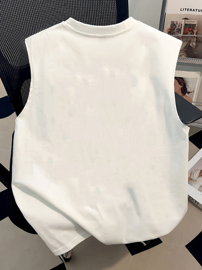 Uniseks mouwloos shirt in streetwearstijl met grappige dierenprints – Trendy stedelijke mode