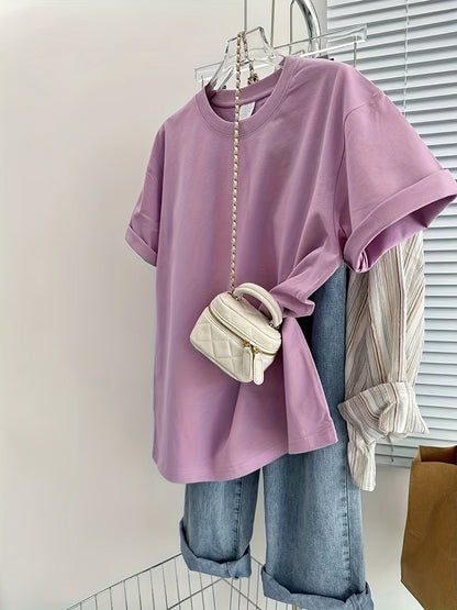 T-shirt basique à manches courtes style décontracté pour femme