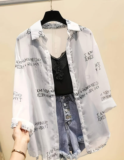 Chemise Femme Style Journal Imprimé avec Débardeur et Short Taille Haute, Tendance Urbaine Casual