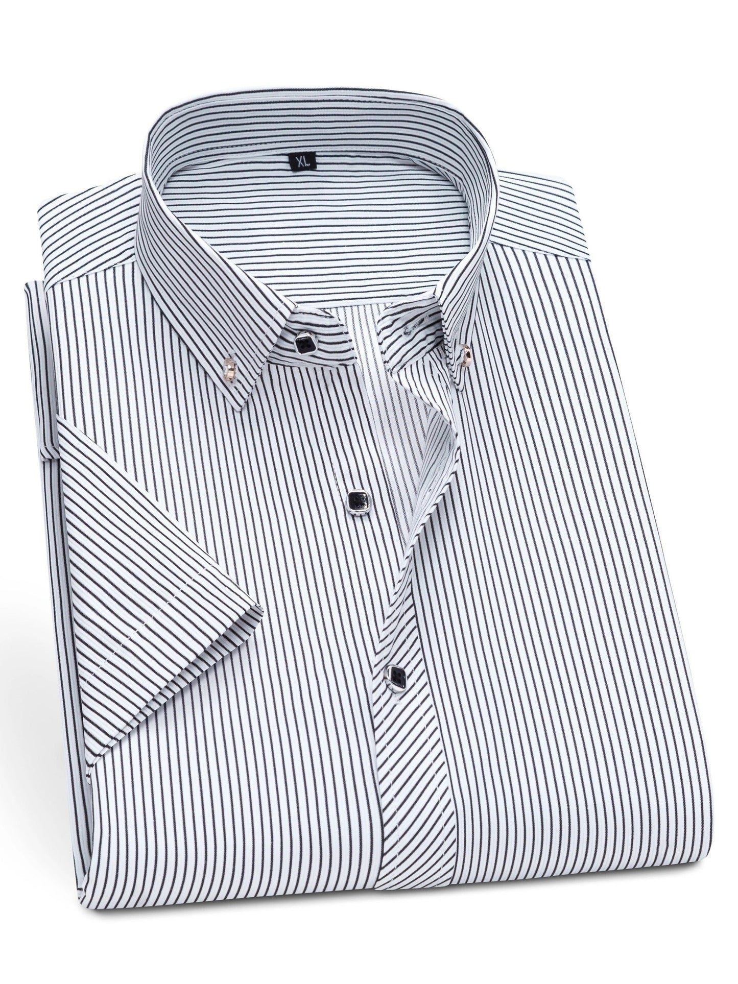 Chemise habillée à manches courtes pour homme style business à rayures fines