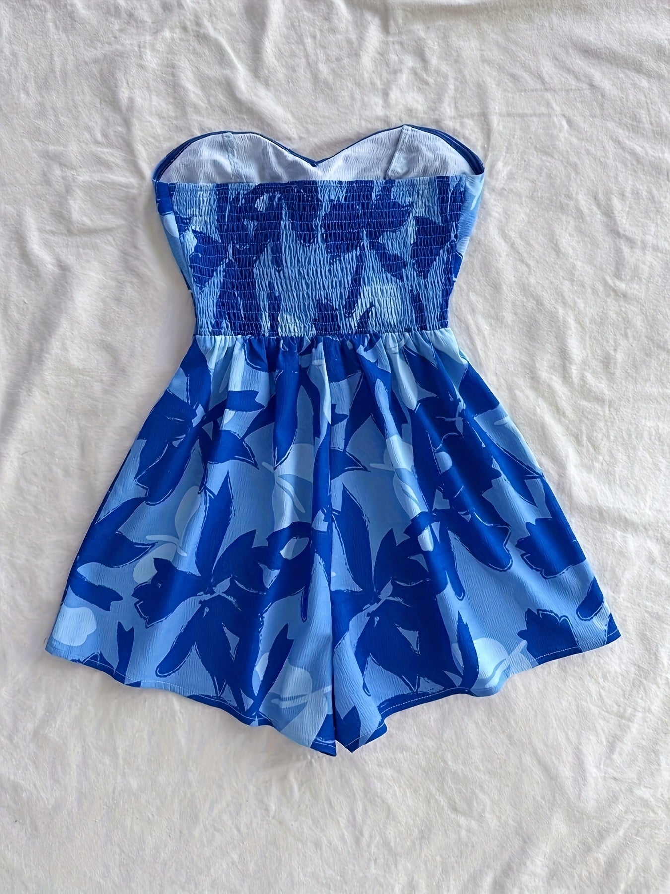 Combinaison Short Femme Style Été Sans Bretelles à Imprimé Floral Élégant