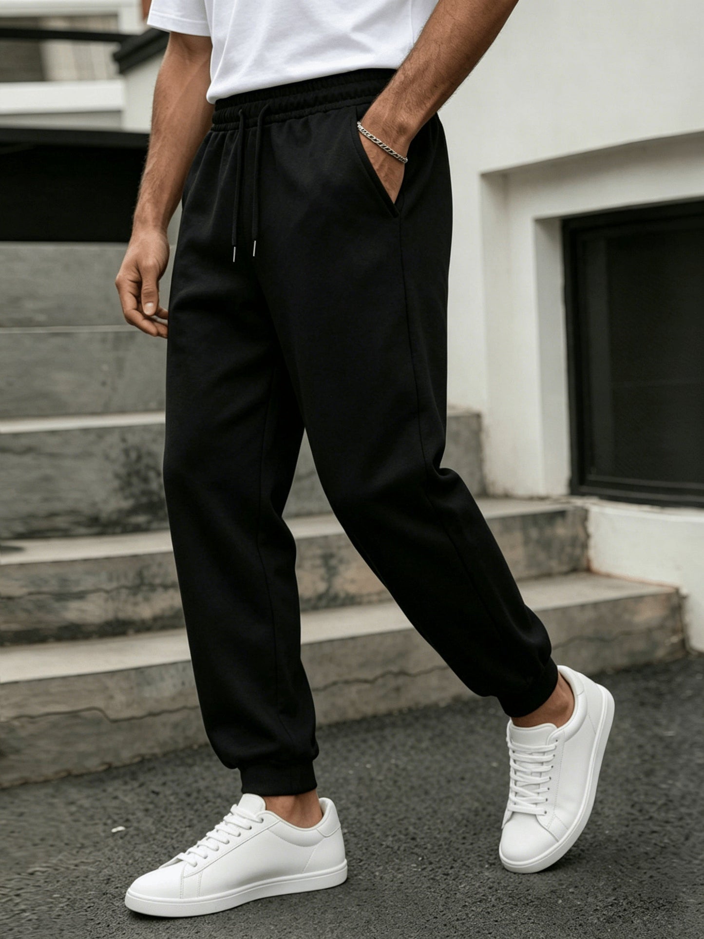 Pantalon de jogging homme coupe droite style urbain pour sport et détente