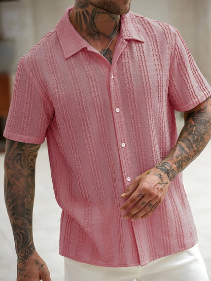 Chemise décontractée à rayures ondulées pour homme – Style estival tendance, idéale pour les sorties et les week-ends