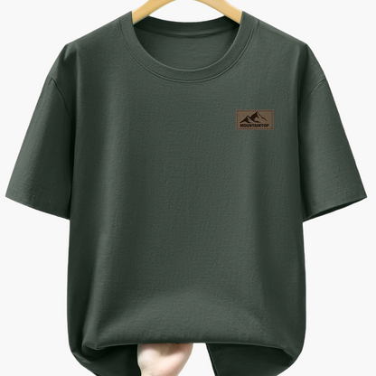 T-shirt casual męski w sportowym stylu z nadrukiem gór – Idealny na wypoczynek i weekend