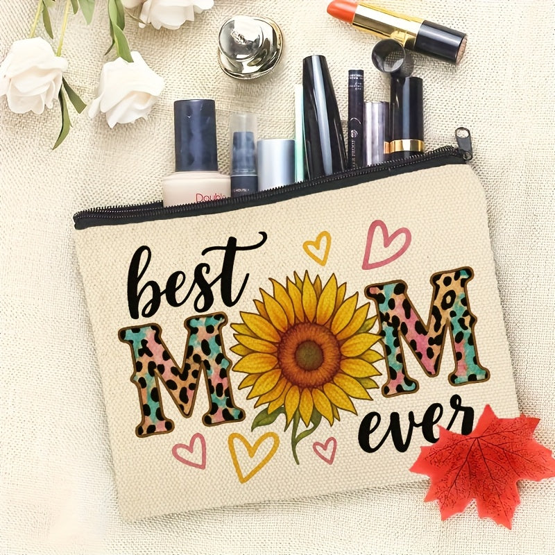 Modern Style Women's Pouch Mother's Day Gift – Best Mom Ever with Sunflower and Leopard Patterns