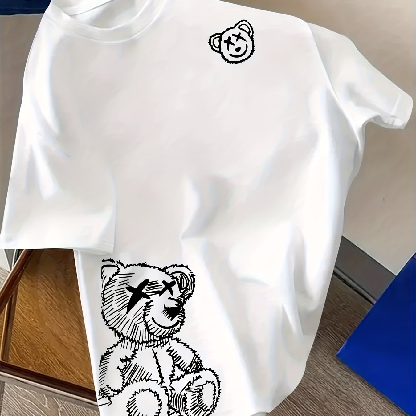 T-shirt homme streetwear motif ours graphique style artistique casual