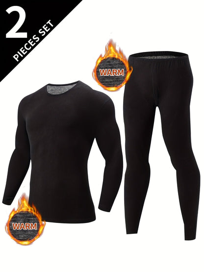 Ensemble Sous-Vêtements Thermiques Homme 2 Pièces Noir Manches Longues