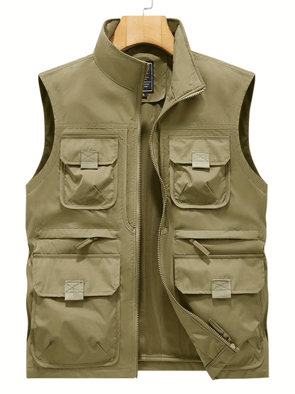 Gilet utilitaire sans manches pour homme style décontracté outdoor à poches multiples