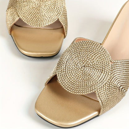 Sandales à talon bloc style élégant pour femme - Mules ouvertes bout carré, usage estival et habillé
