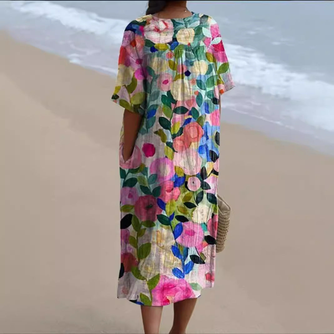 Langes, lässiges Damenkleid im Boho-Stil, ideal für Strand und Sommer