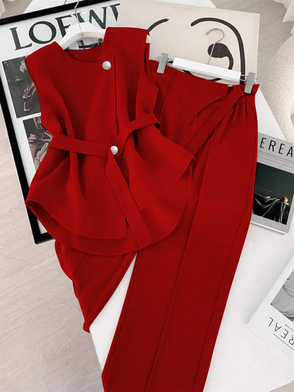 Conjunto de Dos Piezas para Mujer Elegante Estilo Moderno para Oficina y Eventos