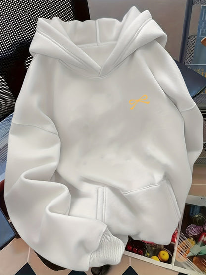 Women's Bow Embroidered Oversized Pullover Hoodie