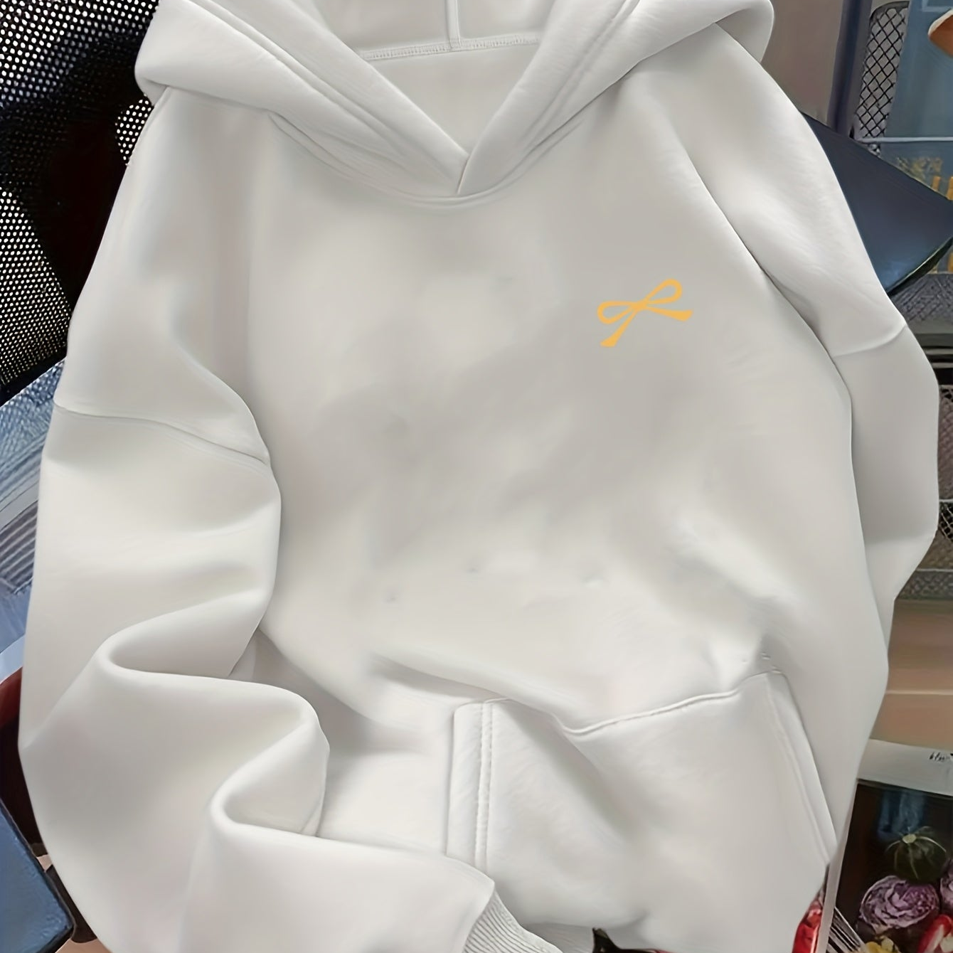 Women's Bow Embroidered Oversized Pullover Hoodie