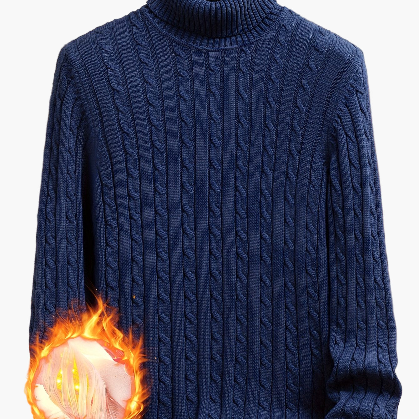 Pull à col roulé torsadé style décontracté pour homme - Manches longues, usage quotidien