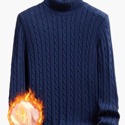 Pull à col roulé torsadé style décontracté pour homme - Manches longues, usage quotidien