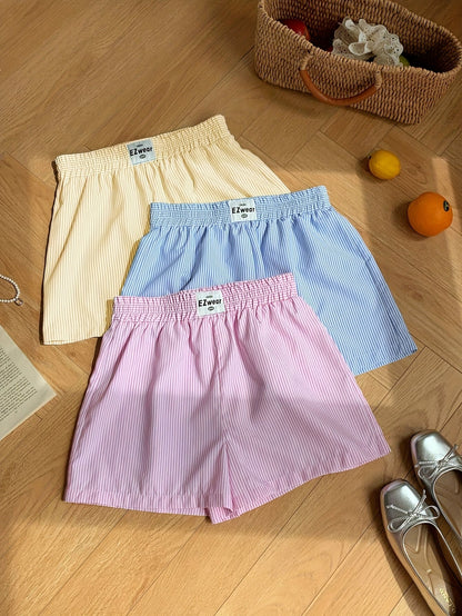 Shorts décontractés à rayures pour femme, lot de 3, style confortable pour la maison ou l'été