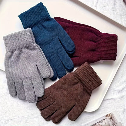 Lot de Gants Tricotés Unisexe avec Poignets Côtelés Chauds Multicolores