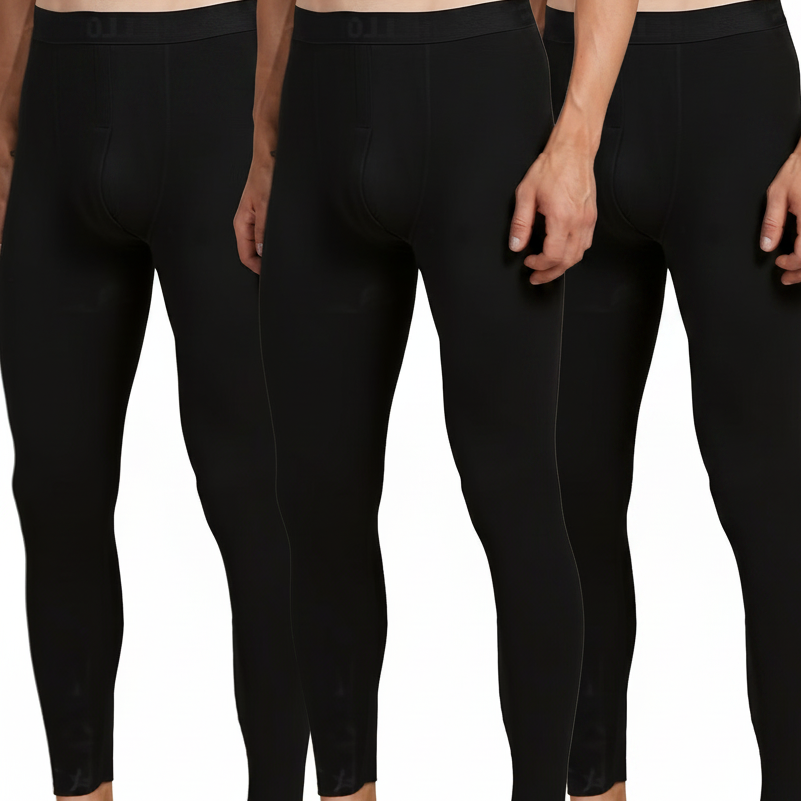 Lot de 3 caleçons longs thermiques pour homme – Bas de sous-vêtement chaud, couleur unie