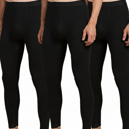 Lot de 3 caleçons longs thermiques pour homme – Bas de sous-vêtement chaud, couleur unie