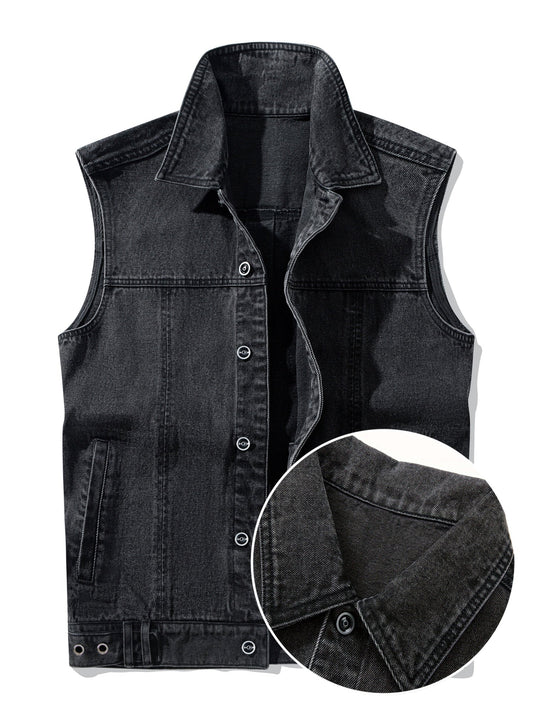 Gilet senza maniche in stile jeans casual da uomo – Ideale per un look urbano alla moda
