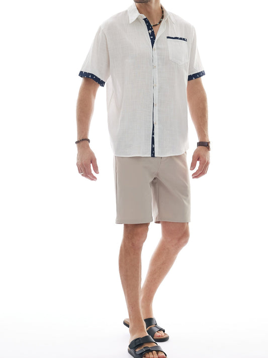 Chemise décontractée à manches courtes pour homme – Style estival élégant, idéale pour les sorties et les vacances