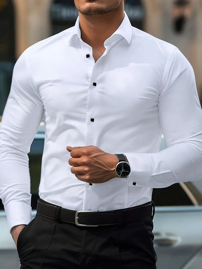 Elegant skjorte til mænd med lange ærmer - Slank pasform, business- og urbant look