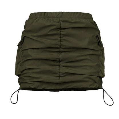 Jupe Mini Cargo Femme Style Urbain avec Fronces et Poches Utilitaires