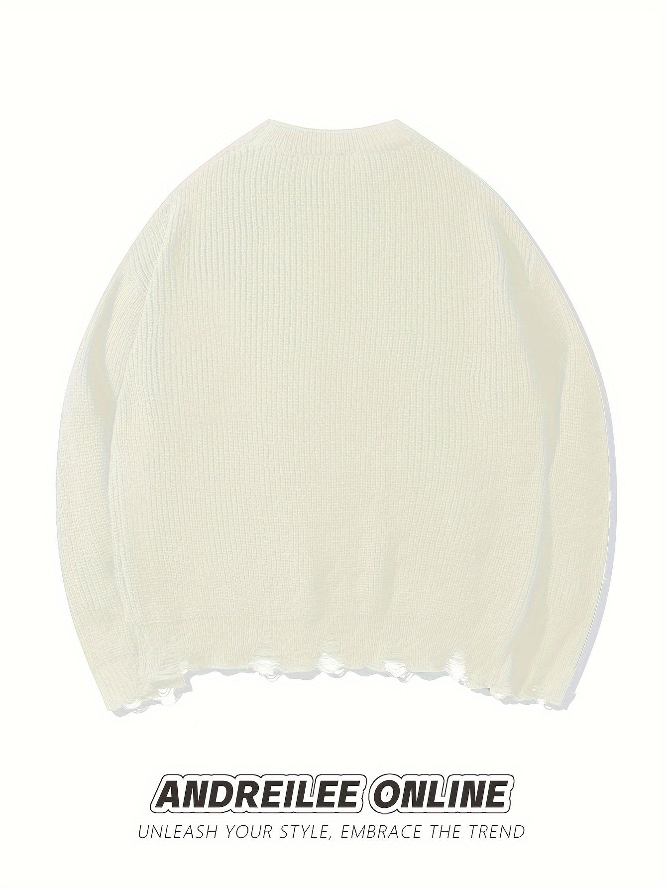 Pull en maille unisexe noir à col rond avec détails de lacets et ourlet effiloché