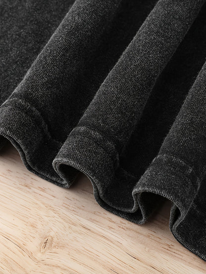 Sweat-shirt oversize délavé noir avec imprimé graphique épée ailée au dos