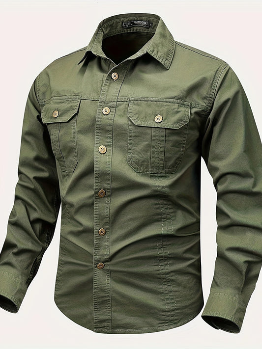 Chemise casual à manches longues pour homme style outdoor – Idéale pour le week-end et les loisirs