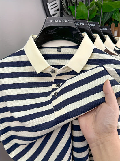 Polo à Manches Courtes Rayé Style Marin pour Homme - Élégance Décontractée Classique